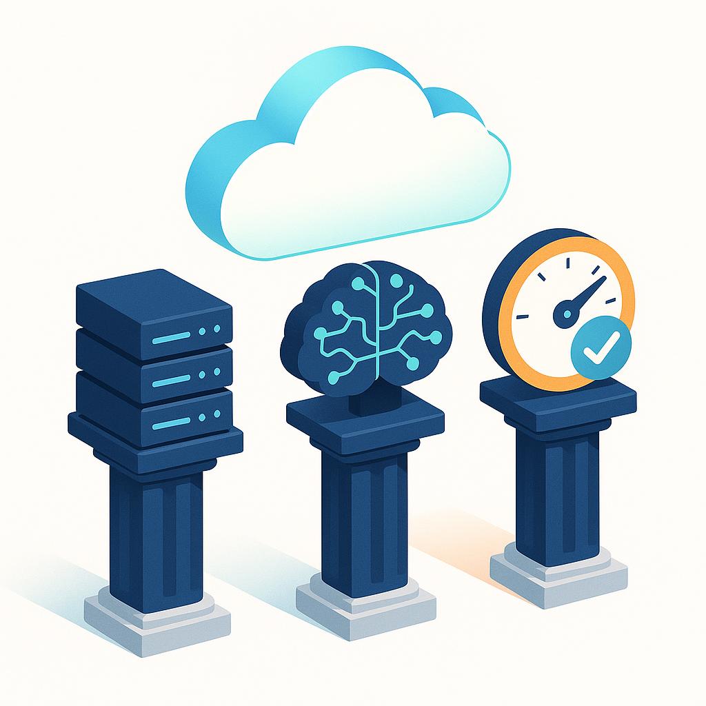 Drie pijlers voor het opschalen van GenAI: de cloud, modeltraining en continue validatie.